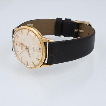 ARMBANDSUR, herr, boett i 18 k guld, "Genève", Omega, total vikt 38 g.