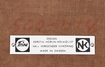 KERSTIN HÖRLIN-HOLMQUIST, fåtölj med fotpall, "Stora Eva", Triva-serien, NKs verkstäder i Nyköping, 1950-60-tal.
