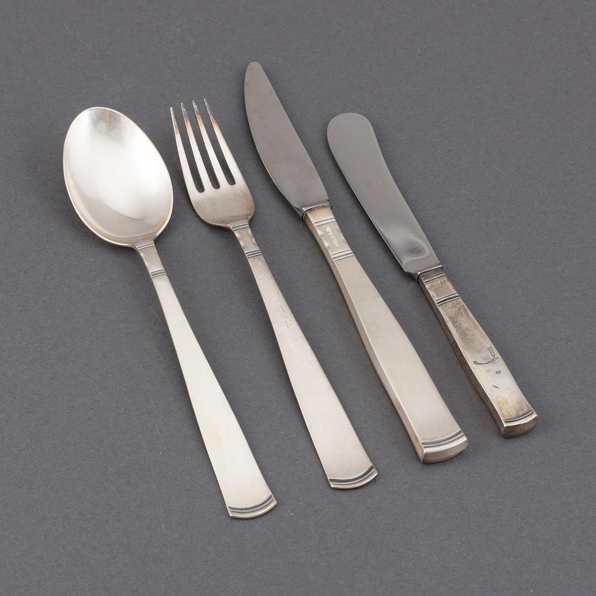 JACOB ÄNGMAN, a part 'Rosenholm' silver cutlery, GAB, Stockholm, 1970/80s (16 pieces).