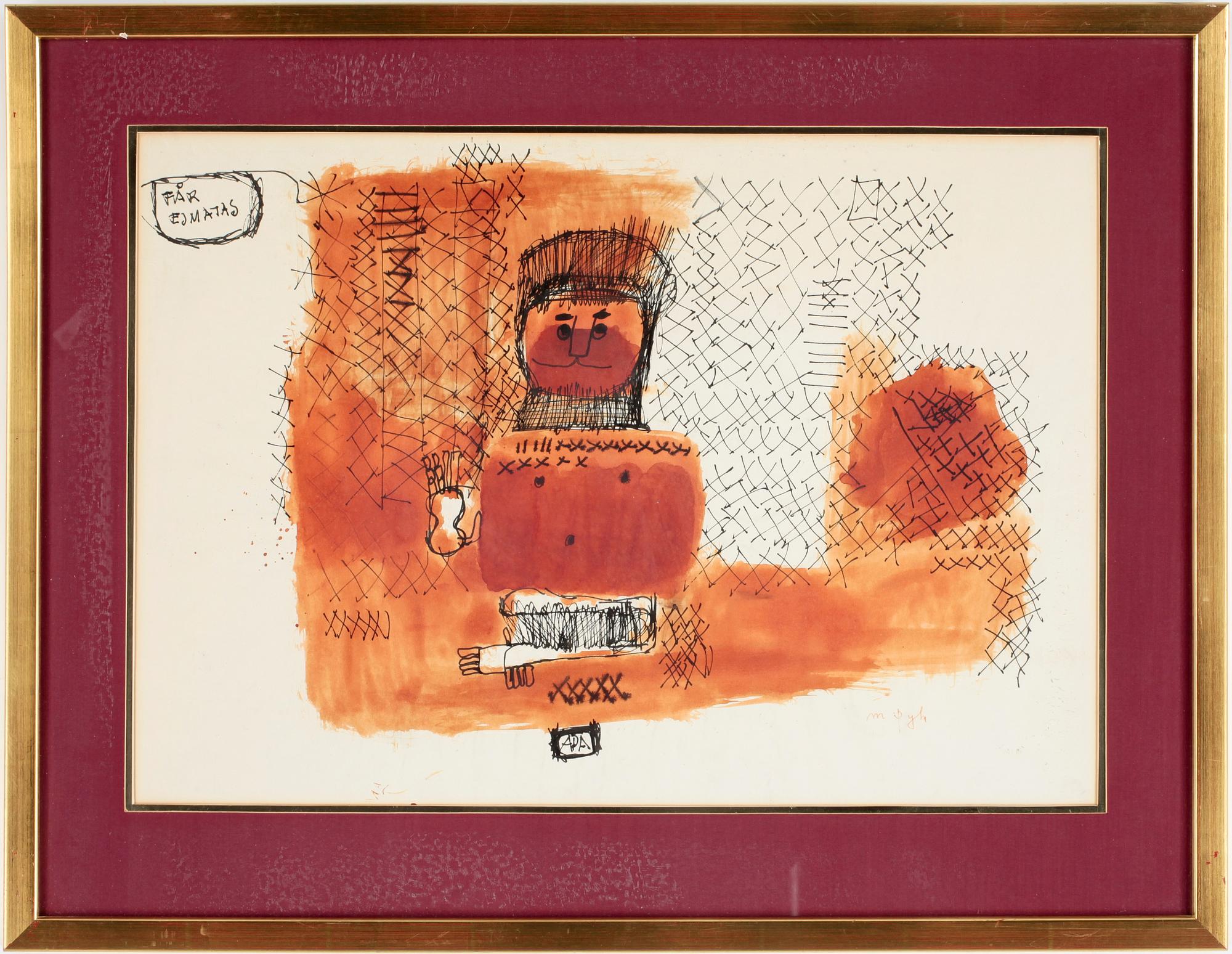 MADELEINE PYK, akvarell med tusch, sign.