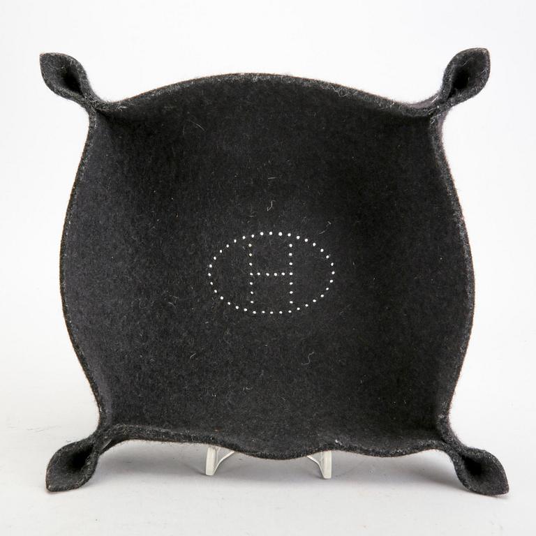 Hermès, a set of two leather and felt "Change trays".
