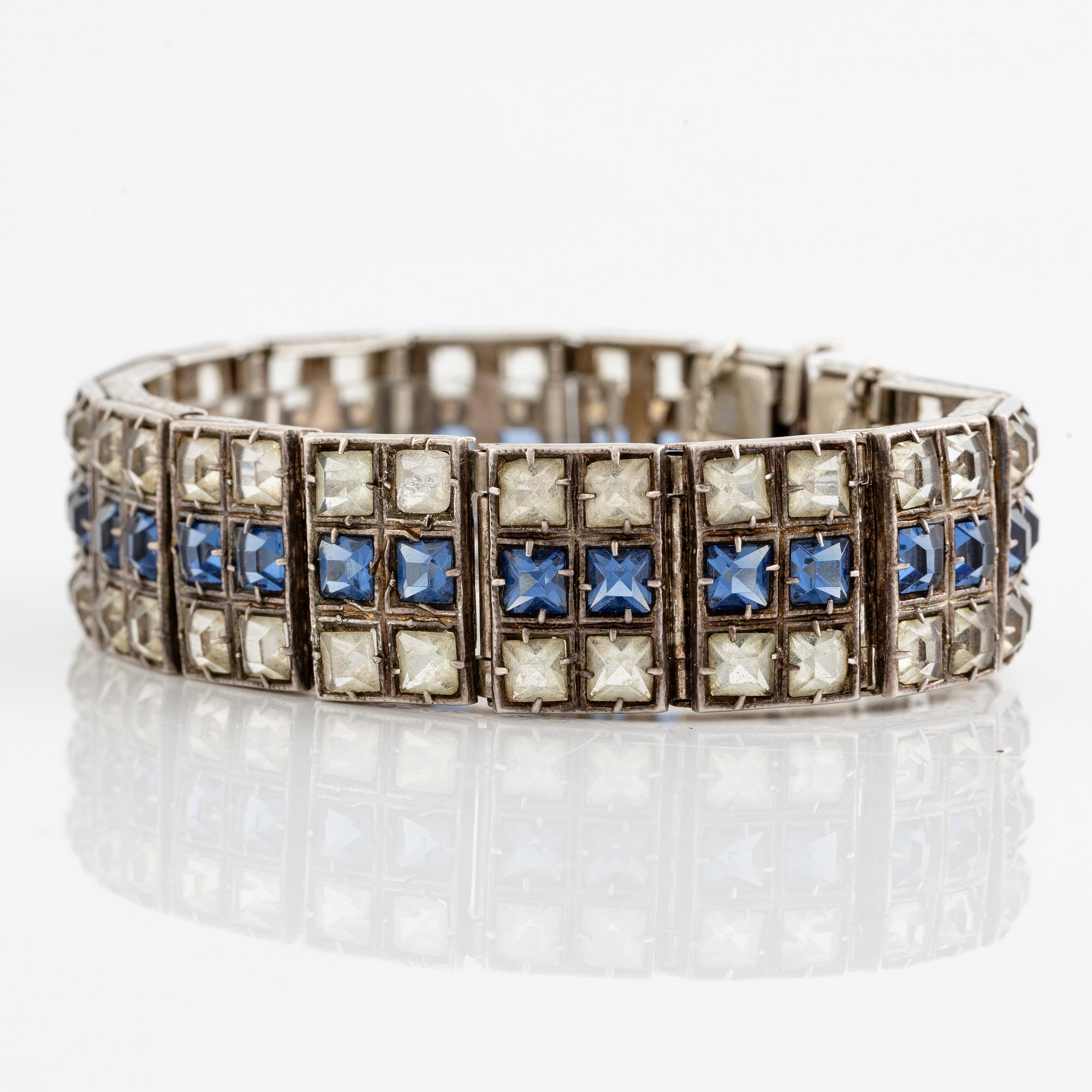 Armband, silver med pastestenar.