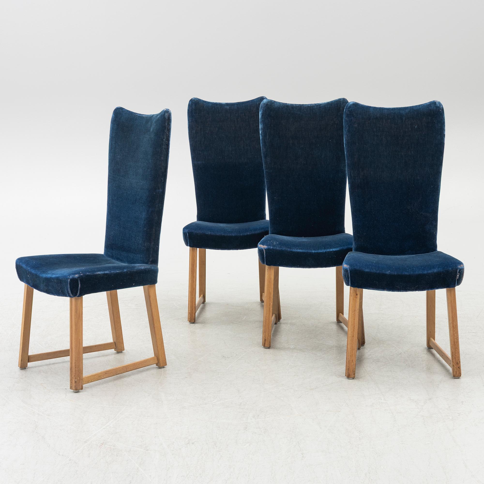 Swedish Modern, stolar, fyra stycken, 1940-tal.