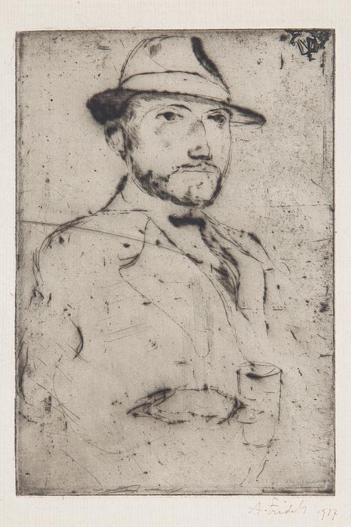 AXEL FRIDELL, etsning, "Italienaren", signerad, 1917.