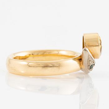 Jan-Christer Lundqvist, ring, 18K gold with yellow zoisite and green stones, Skövde 1999.