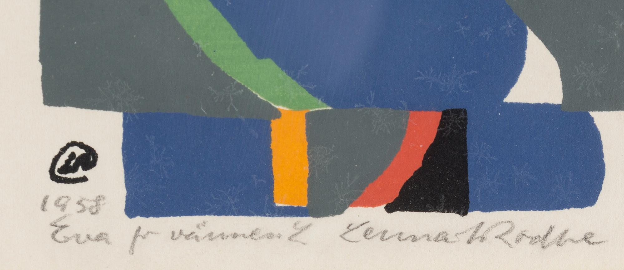 LENNART RODHE, färglitografi, signerad och daterad 1958.