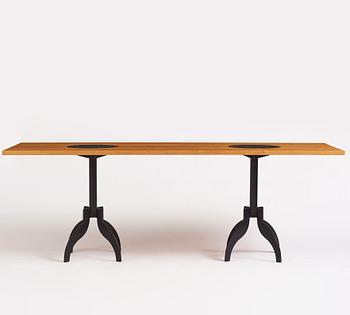 Jonas Bohlin, a birch and iron 'Triptyk' table, Källemo, Sweden, post 1989.