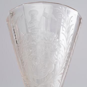 A ANTIQUE GERMAN GOBLET GLASS.