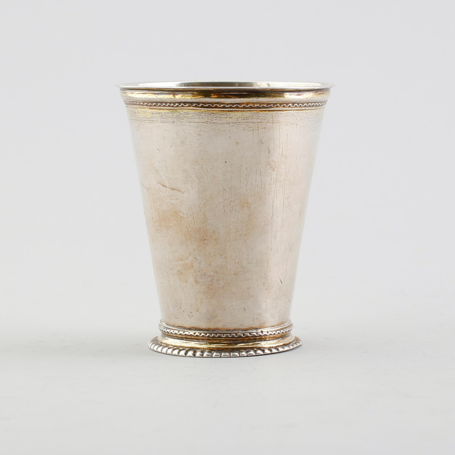 BÄGARE, silver, Rudolf Wittkopf, Stockholm 1714. Vikt ca 104 gram.