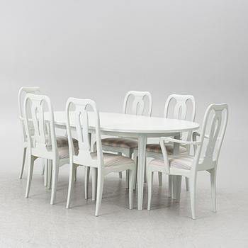 Carl Malmsten, a dinner table with six chairs, 'Brunnsviken', Sweden, second half of the 20th century.