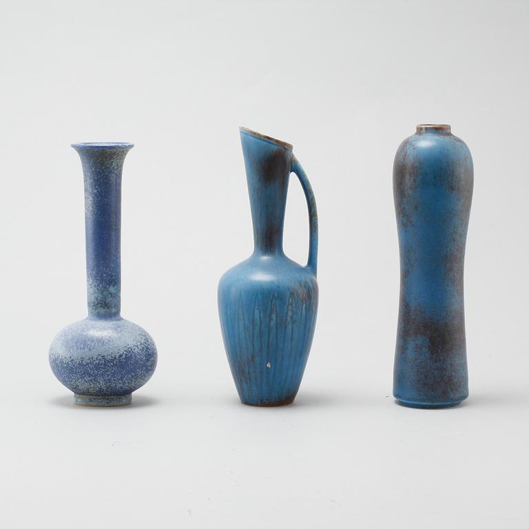 GUNNAR NYLUND, three vases in ceramic, Rörstrand, from the second half of the 20th century.