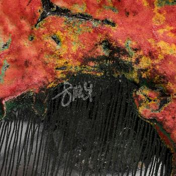 OBJEKT / VÄGGPLAKETT, glas. Signerad.