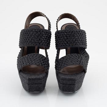 Marni, a pair of wool and rhinestone sandals, size 37.