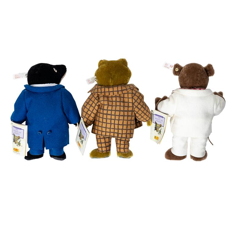 Steiff, toy animals, 3 pcs, Ratty, Toad and Mole.