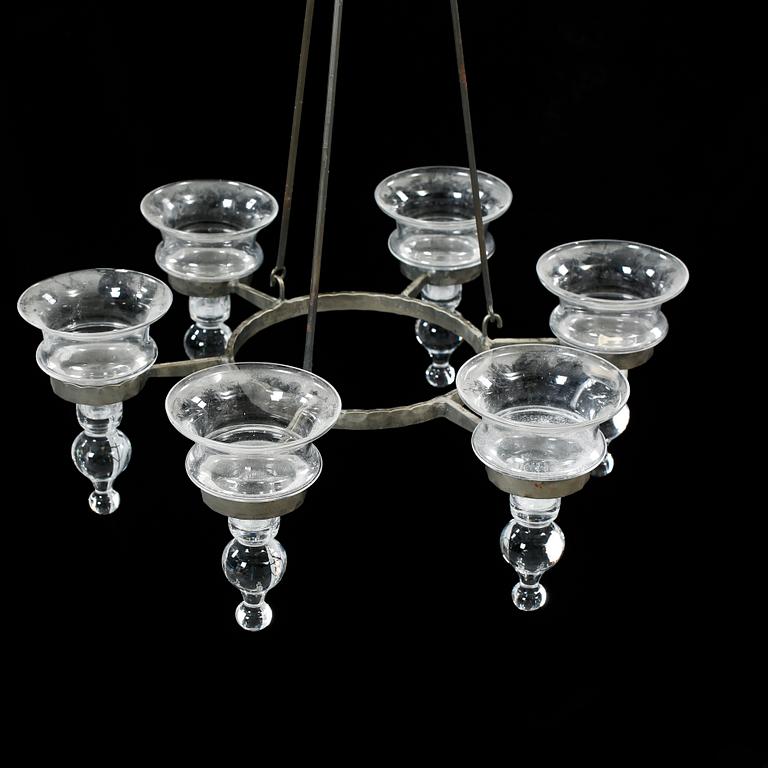 TAKKRONA, Boda glasbruk, 1900-talets andra hälft, total höjd 105 cm.