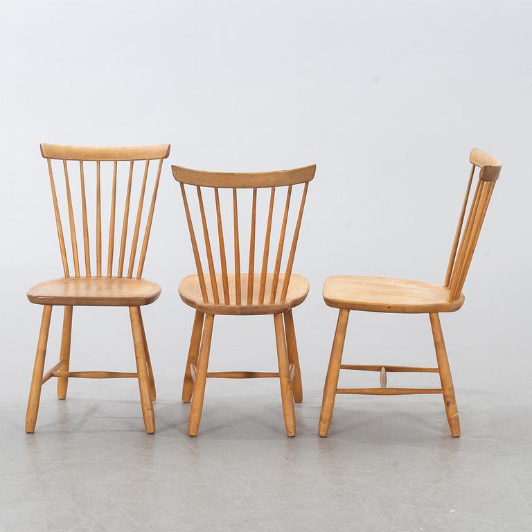 A set of three Carl Malmsten "Lilla Åland" chairs.