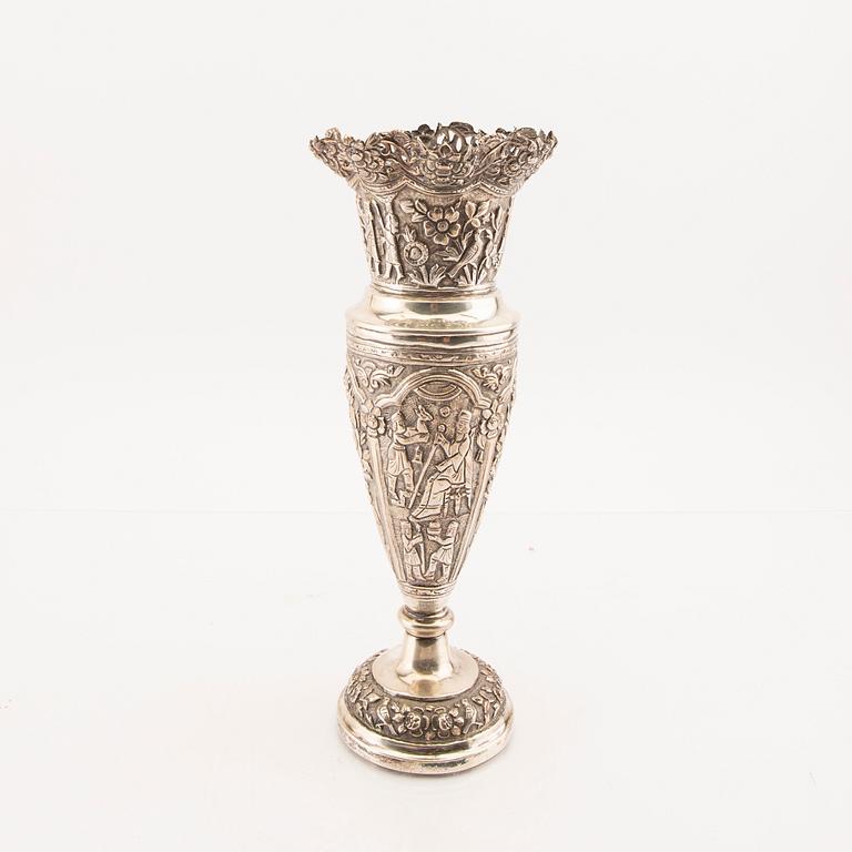 A 20th century silver vase (no hallmarks).