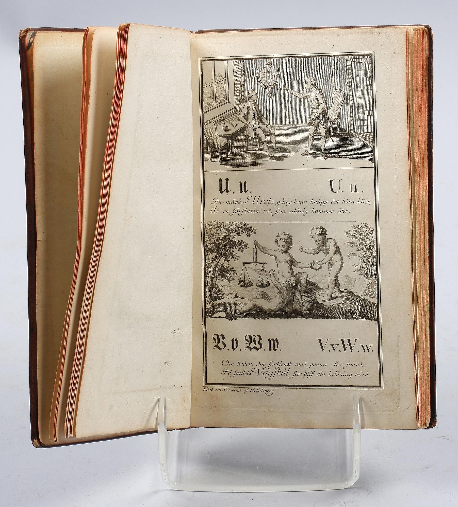 BOK, 1700/1800-tal. "Barnabok, hans kongl. höghet kronprinsen i underdånighet tilägnad af samfundet Pro fide et christianismo".