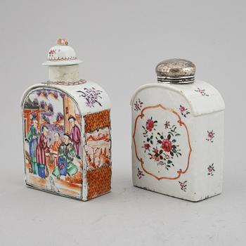 Two famille rose tea caddies, Qing dynasty, Qianlong (1736-95).
