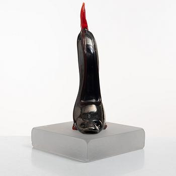 Kjell Engman, unik skulptur, glas, högklackad sko i form av fisk, Kosta Boda.