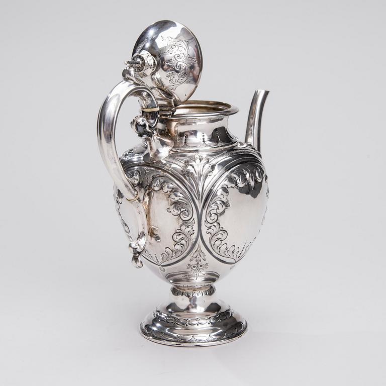 KAFFEKANNA, silver, Walker & Hall, Chester, England 1873. Vikt ca 707 g.