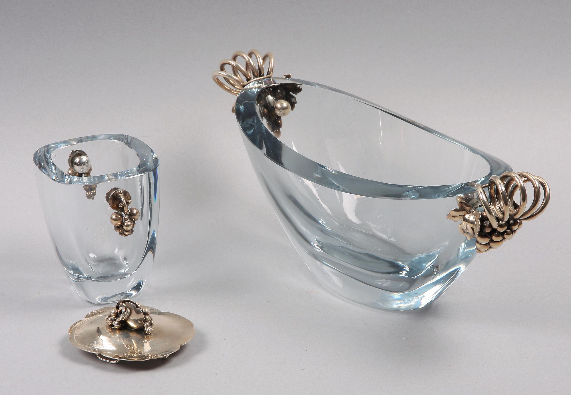 SKÅL samt SKÅL MED LOCK, glas och sterlingsilver, DGH, Danmark.