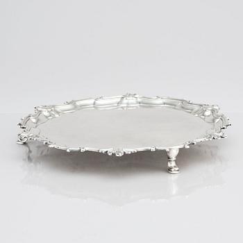 An English silver salver/plate, mark of Thomas Cooke II and Richard Gurney, London 1753.