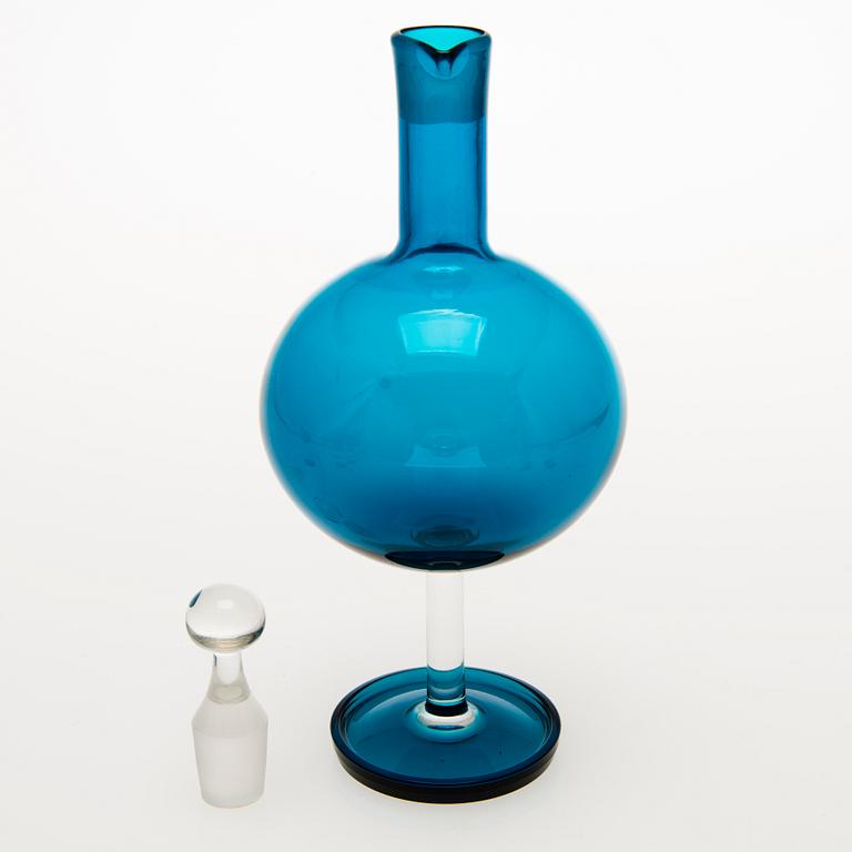 NANNY STILL, "Harlekiini" Liköörikarahvi ja 9 liköörilasia, Riihimäen Lasi Oy. 1950-60-luku.