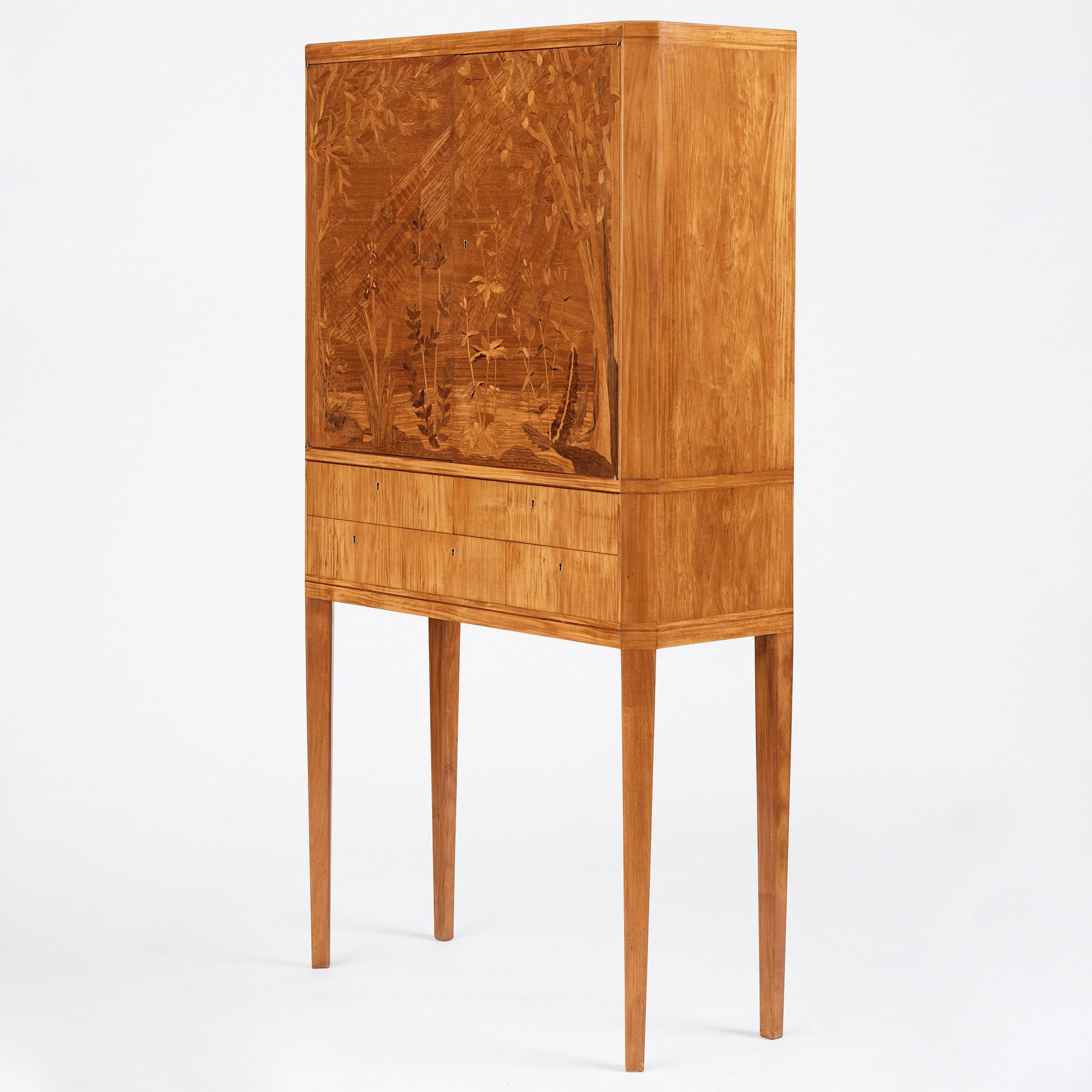 Carl Malmsten, a Swedish Modern cabinet on stand, a journeyman's masterpiece by Sven-Erik Fryklund, Sweden 1942.