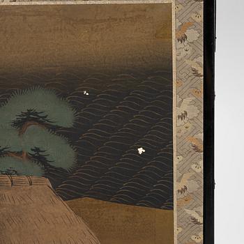 A folding screen, Japan, 20th century.