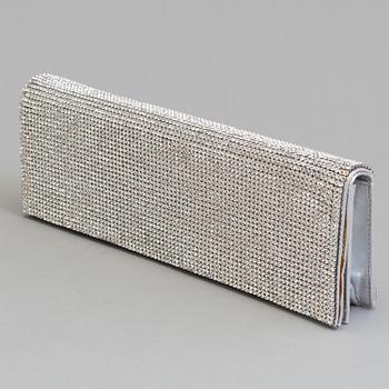 A silver- and glasstone clutch by Rene Caovilla.