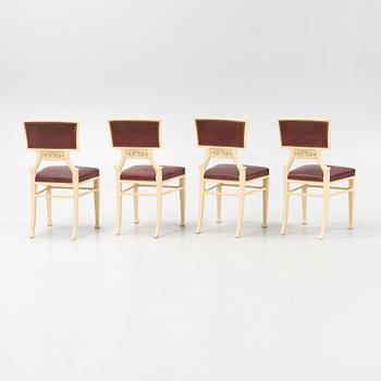 Ferdinand Boberg, a set of four Art Nouveau chairs, Sweden, circa 1900.