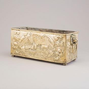 A 18th century brass jardiniere.