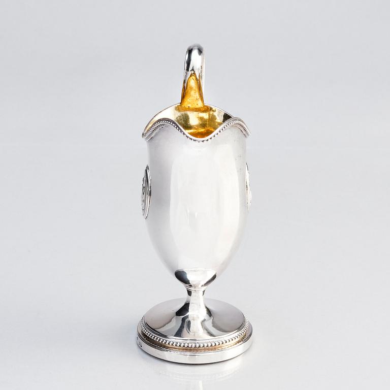 A Swedish late Gustavian parcel-gilt silver  cream-jug, mark of Petter Eneroth, Stockholm 1799.