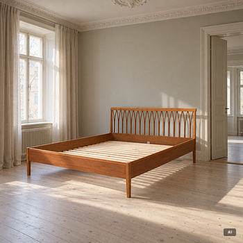Carl Malmsten, Bed frame, 'Guldheden', Åfors Möbelfabrik, latter half of the 20th century.