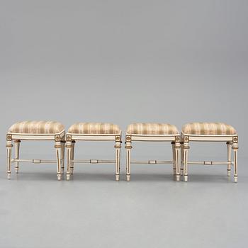 A set of four Gustavian stools by J E Höglander (master in Stockholm 1777-1813).