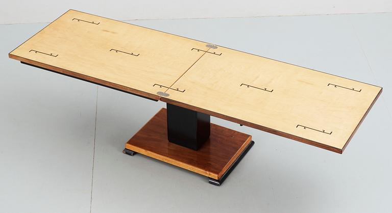 An Otto Wretling birch, palisander and black stained wood table, Umeå 1930's, for K.A. Andersson, Sala.