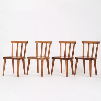 Axel Einar Hjorth, a set of four pine 'Utö' chairs, Nordiska Kompaniet, Sweden 1930s.