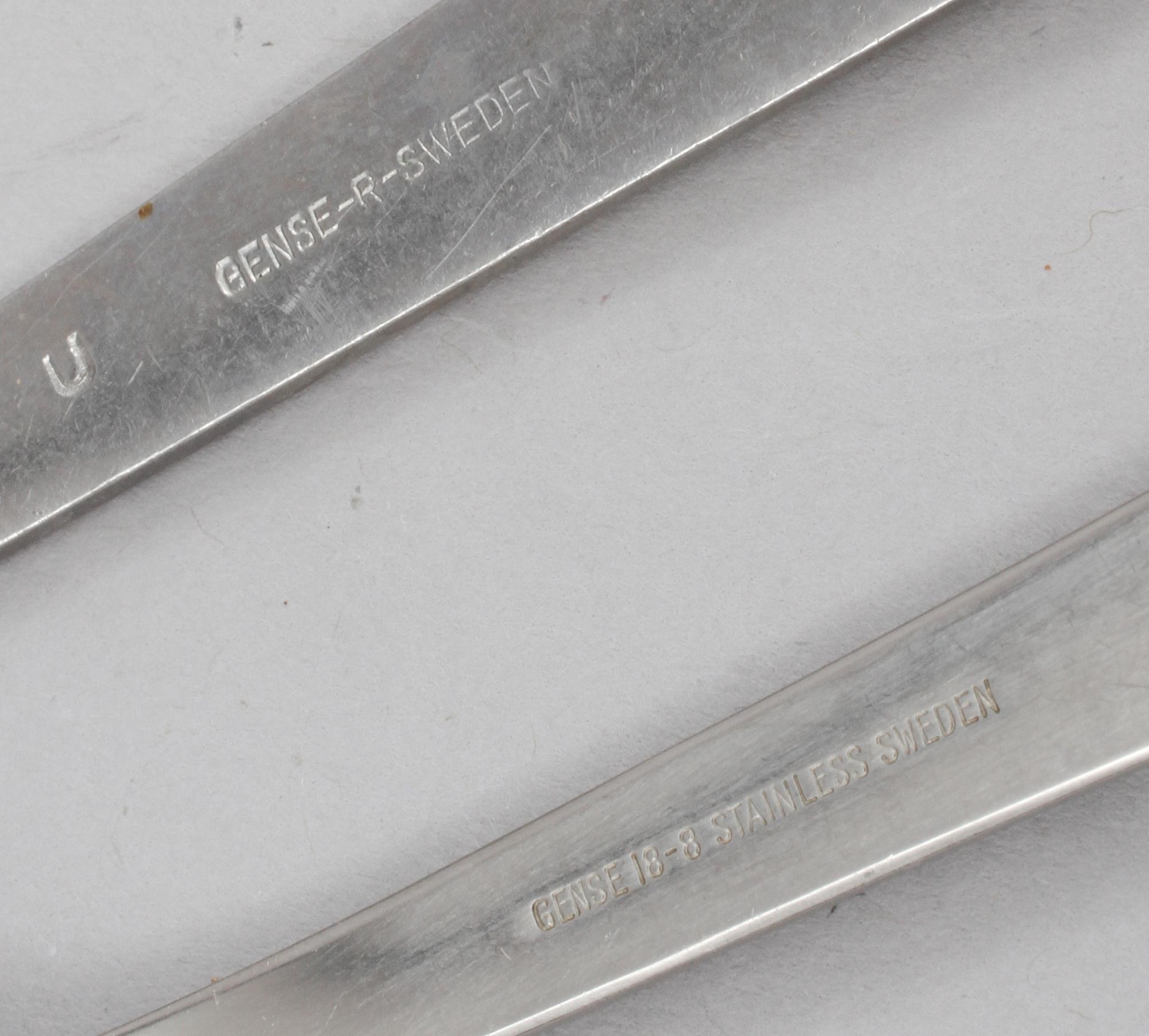 BESTICK, 54 delar, rostfritt stål, "Thebe", Folke Arström, Gense, 1900-talets mitt.