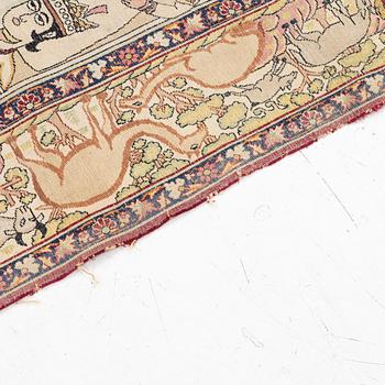An antique Kerman Laver rug, South Persia, signed c.206 x 133 cm.