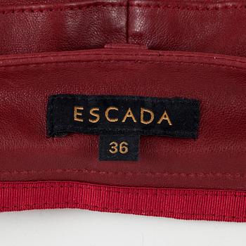 ESCADA a pair of red leather trousers, size 36.