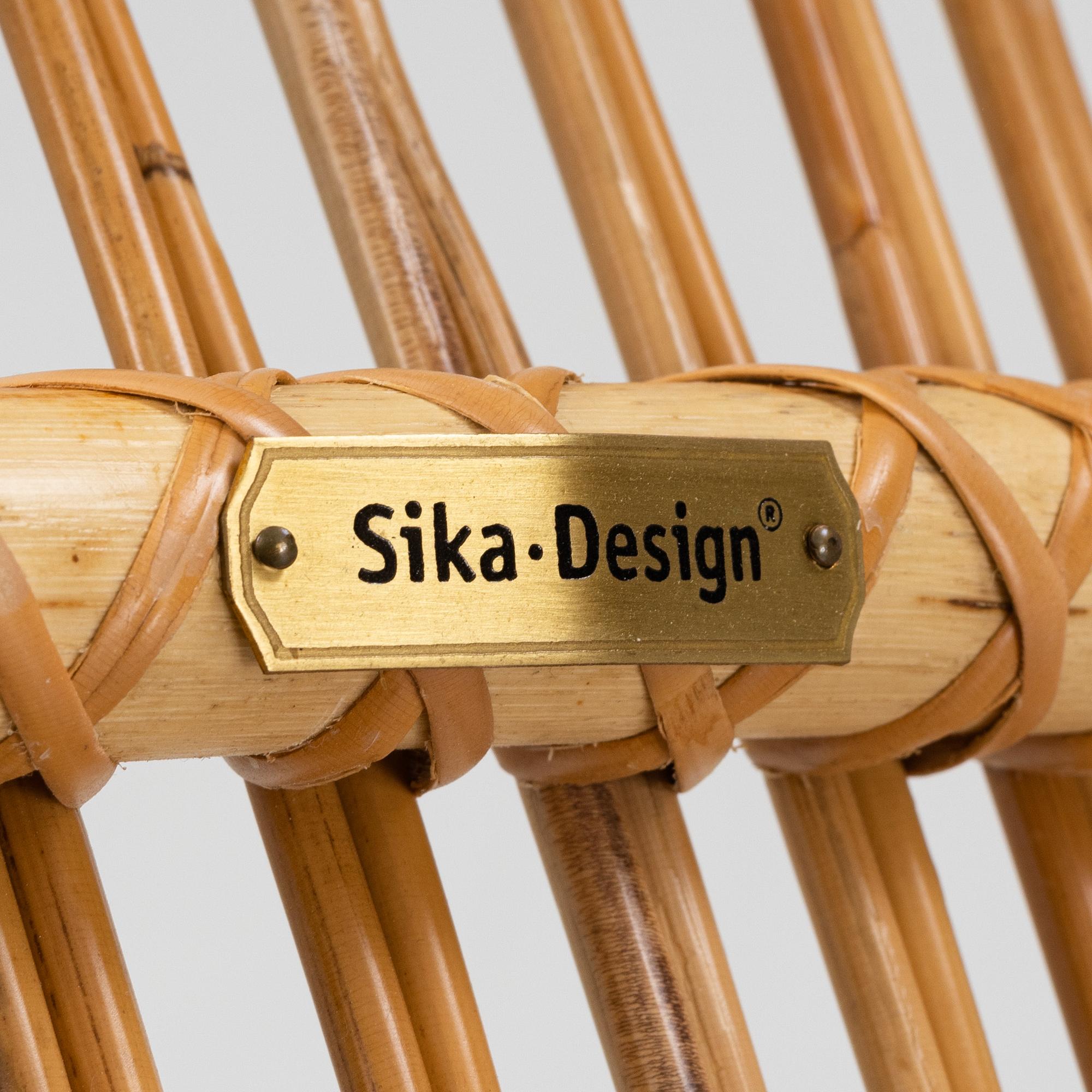 A set of eight bamboo and rattan chairs, Sika, Denmark.