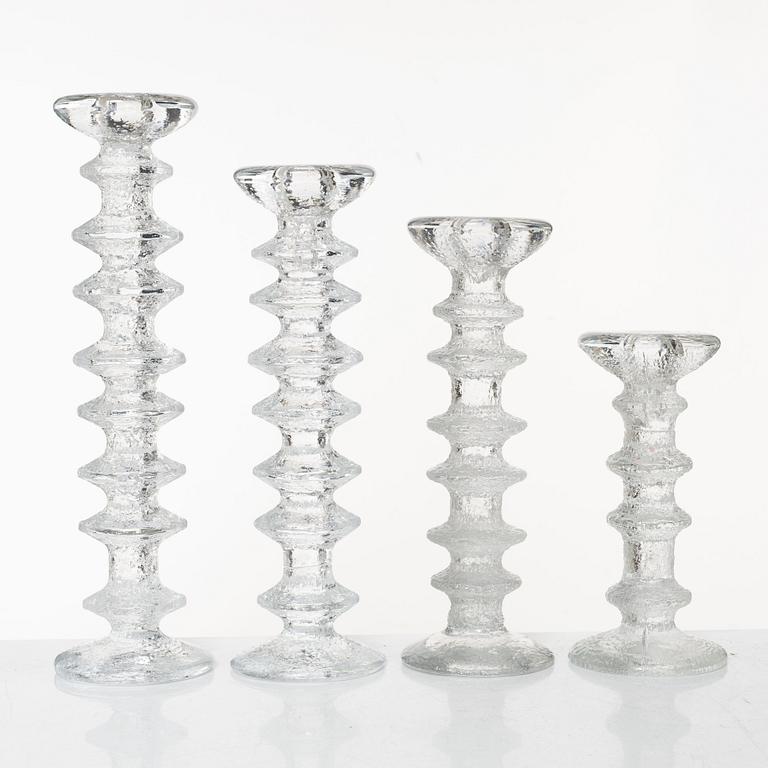 Timo Sarpaneva, a set of ten 'Festivo' glass candlesticks, Iittala, Finland.