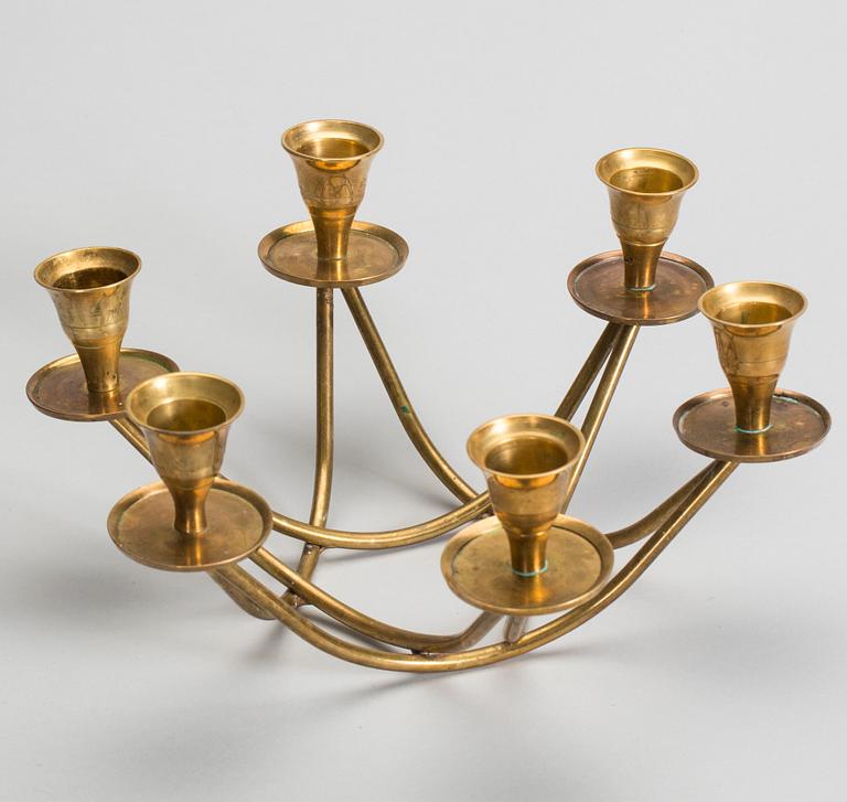 LJUSSTAKE/KANDELABER, mässing, 1900-talets mitt/andra hälft.