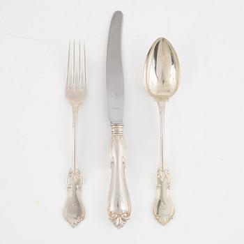 CG Hallberg, cutlery set, silver, 40 pieces, model "Olga", Stockholm, 1931-1941.