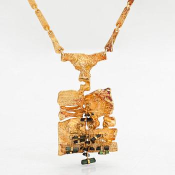 Björn Weckström, collier "Den blommande muren", 18K guld och turmaliner. Lapponia 1974.