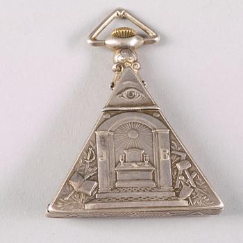 A silver triangular Masonic watch, Tempor Watch Co, ca 1940.