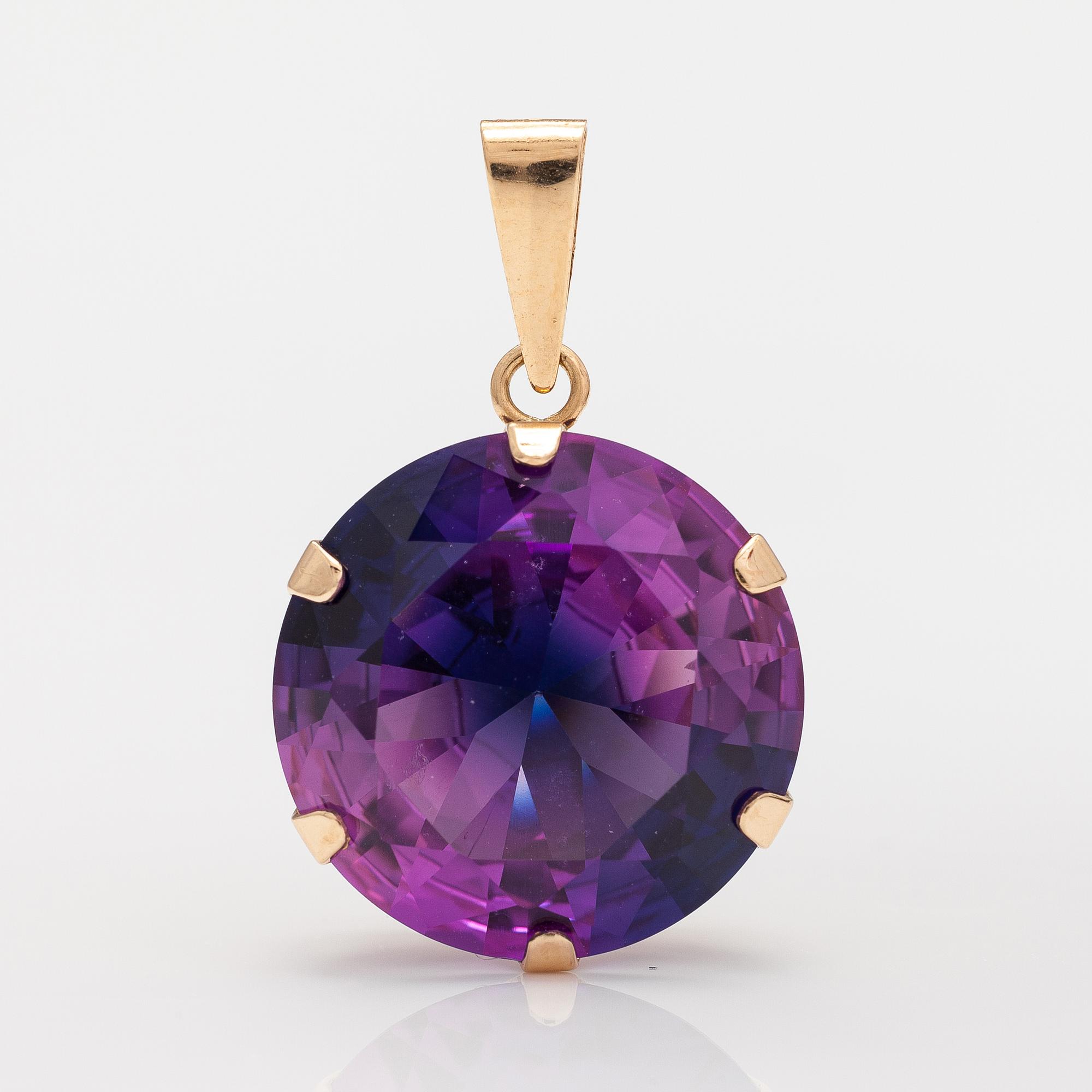 HÄNGE, 14K guld, syntetisk safir.