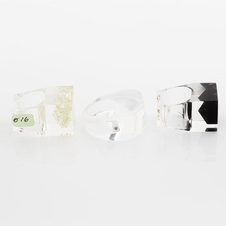 Siv Lagerström, three rings, acrylic plastic. 1970s.