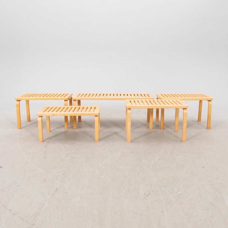 Alvar Aalto, bänkar 5 st, Artek 153A, Artek 153B samt Finland samtida.